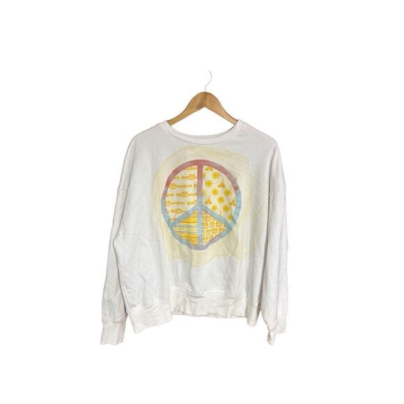 Disney 1X PEACE Sign Cream and Pastel Colored Sweatshirt - Picture 1 of 4